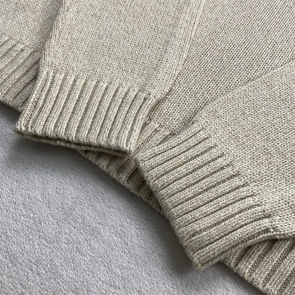 Chaps Knit Mock Neck Quarter Button Elbow Patch Long Sleeve Pullover Sweater - Picture 10 of 16